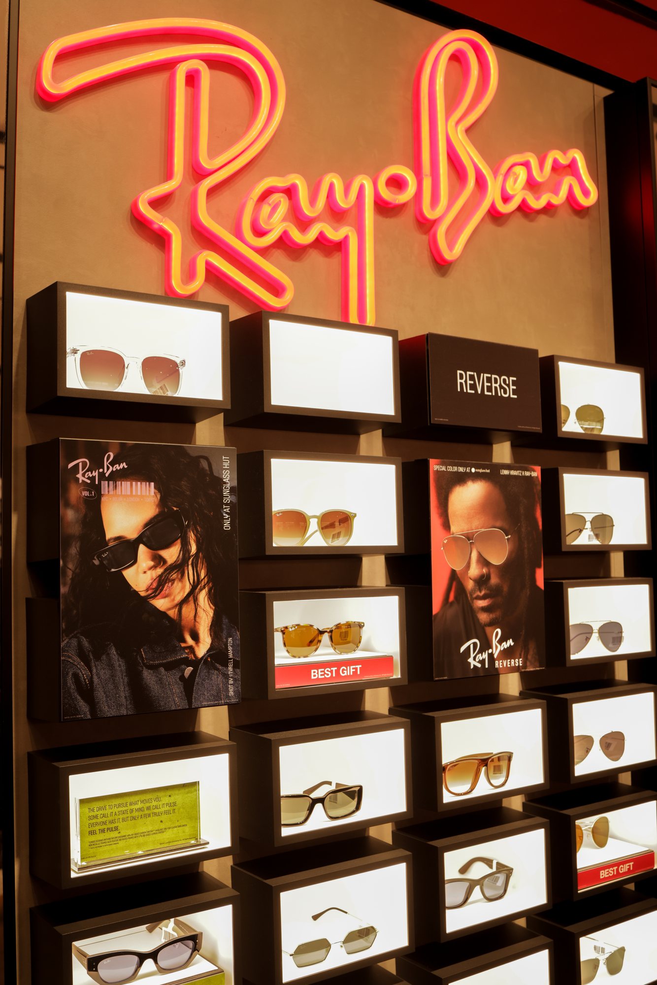 Ray-Ban display inside the Sunglass Hut holiday event
