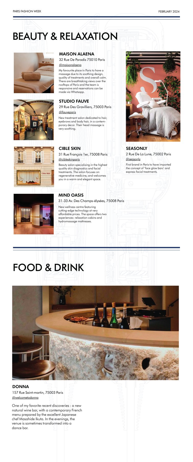 Beauty, relaxation, food and drink recommendations in the Dyson Paris Guide
