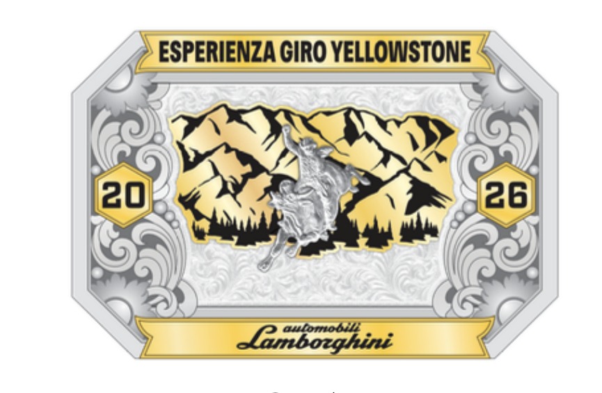 Cropped concept render for the Esperienza Giro Yellowstone 2026 belt buckle