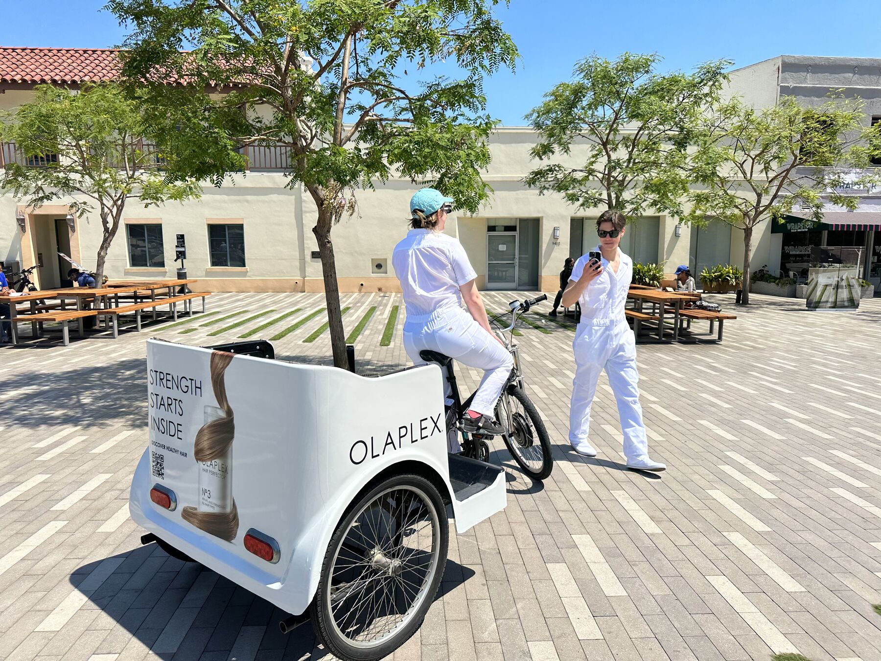Field team members cycling the sampling pedicabs