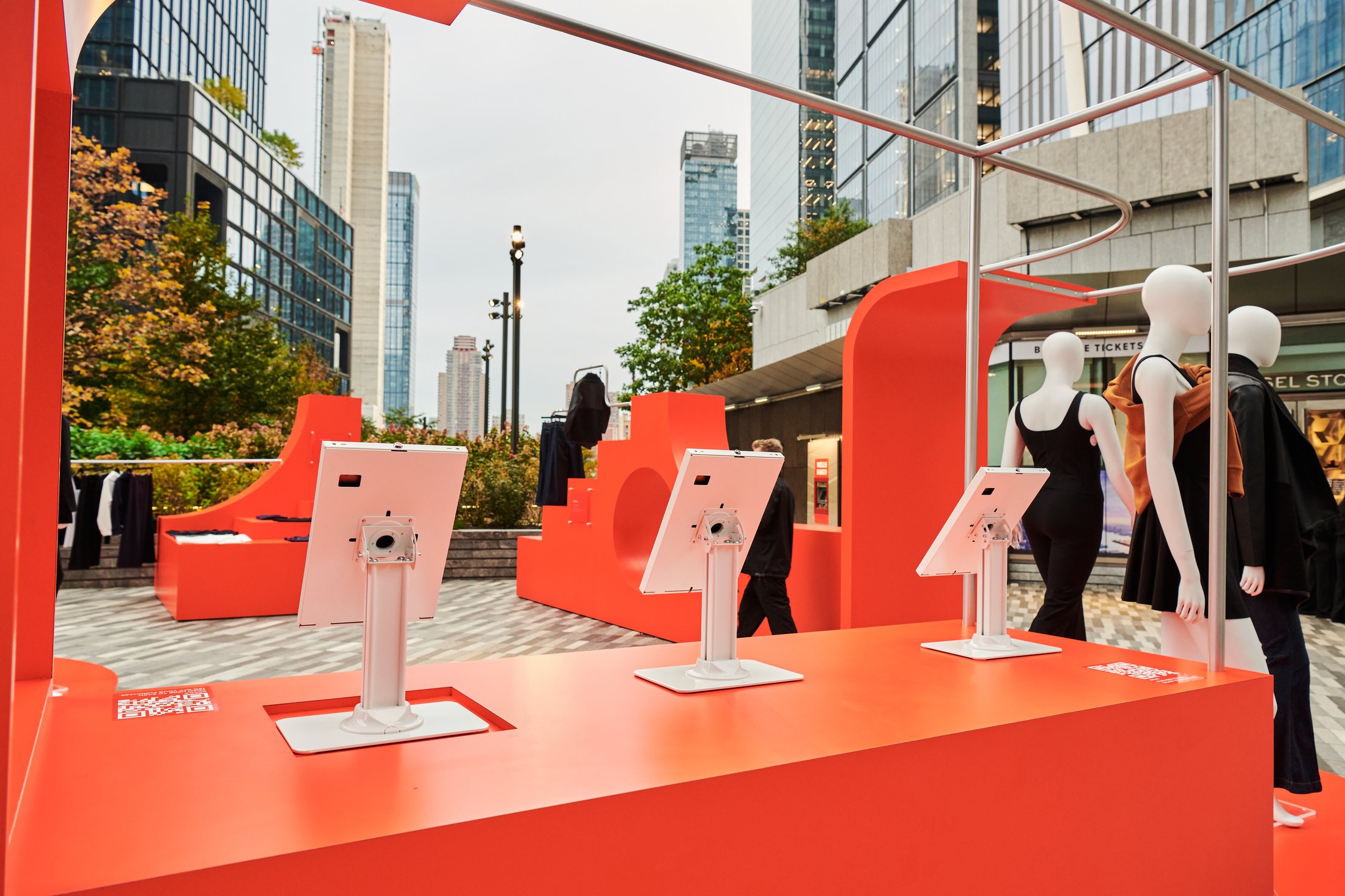 Shoppable Spanx displays and interactive stations at Hudson Yards