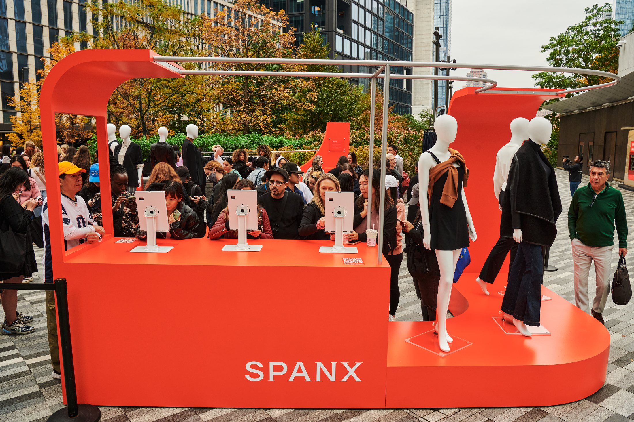Guests exploring the Spanx pop-up installation