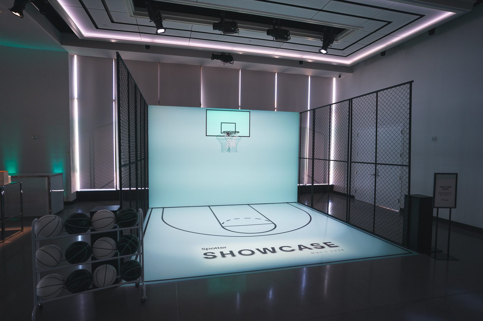 The branded Spotter Showcase basketball court activation