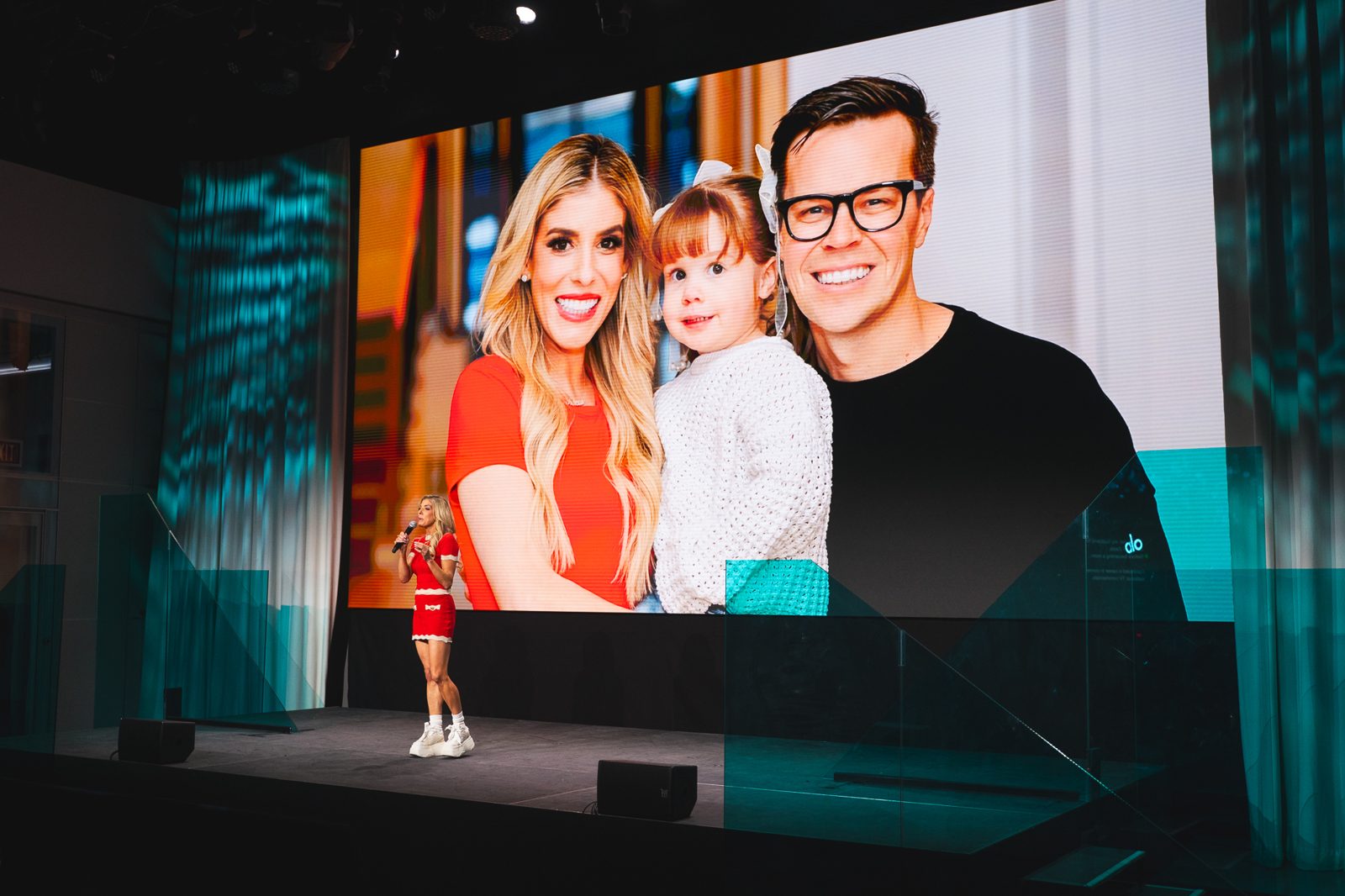 Stage and screen content during a Spotter Showcase presentation